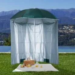 Oasis 2.2 M Outdoor Fishing Parasol Umbrella With Side Panel - Dark Green -OUTSUNNY Shop 1624275230 92620200