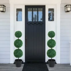 Outsunny Set Of 2 Artificial Topiary Trees, With Pot -OUTSUNNY Shop 1624275586 10750100