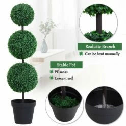 Outsunny Set Of 2 Artificial Topiary Trees, With Pot -OUTSUNNY Shop 1624275591 47861200
