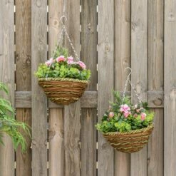 HOMCOM Pack Of 2 Artificial Lisianthus Flowers Hanging Planter With Basket For Indoor Outdoor Decoration Home Garden -OUTSUNNY Shop 1645425348 22533600