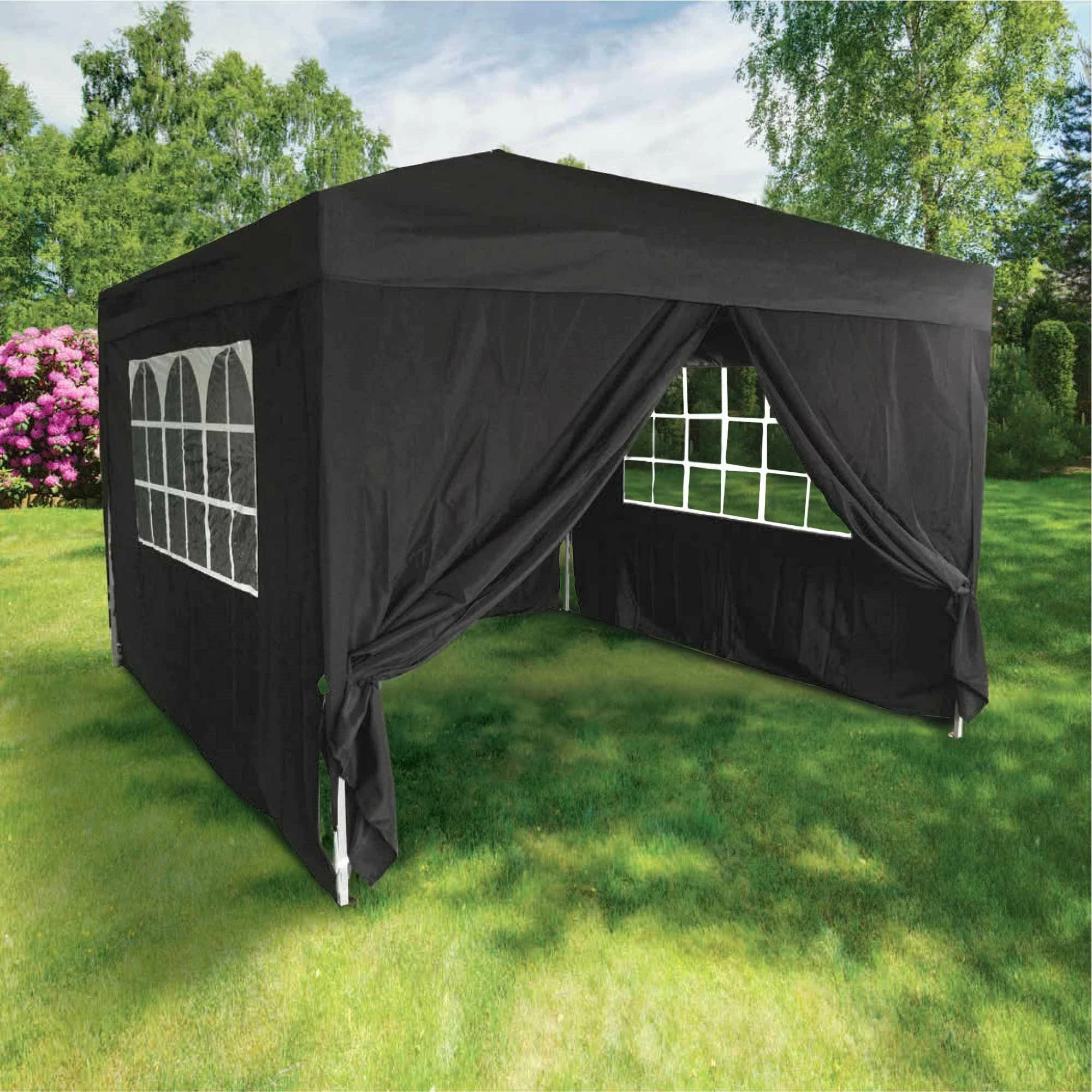 Silver & Stone Outdoor Pop Up Garden Gazebo 3x3m - Black 4 Silver & Stone Outdoor Pop Up Garden Gazebo 3x3m - Black - Image 2