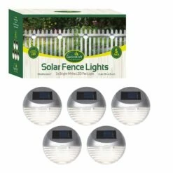 GardenKraft Solar Fence Lights Pack Of 5 - Silver -OUTSUNNY Shop 17730L
