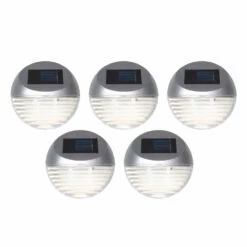 GardenKraft Solar Fence Lights Pack Of 5 - Silver