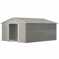 Outsunny Metal Shed 13 X 11ft - Light Grey -OUTSUNNY Shop 1hSdaa18573b67a6d jpg