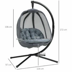 Outsunny Hanging Egg Chair - Grey -OUTSUNNY Shop 1nla121801c81fc84 jpg