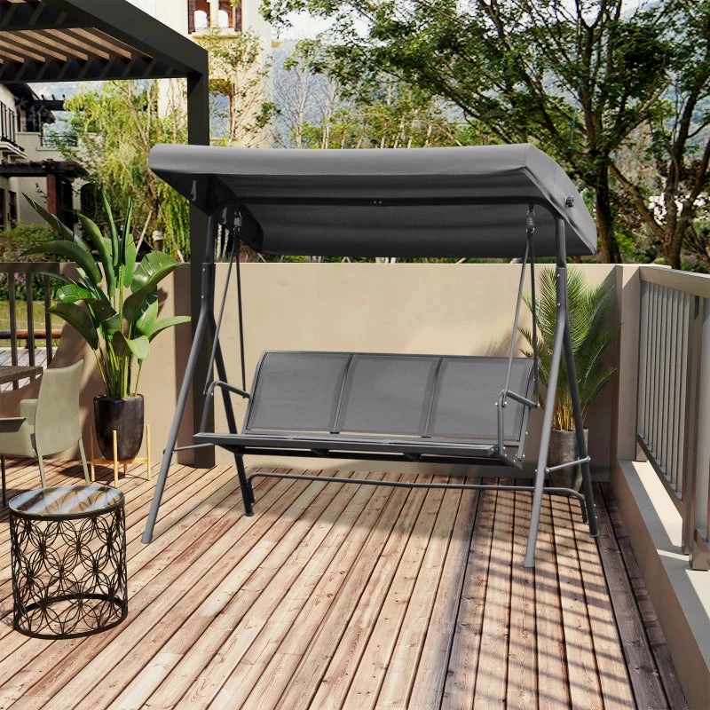 Outsunny Garden Swing 3 Seater-Grey 12 Outsunny Garden Swing 3 Seater-Grey - Image 10