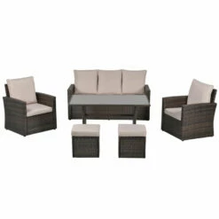 Outsunny Rattan Sofa Sets With Footstool - Brown -OUTSUNNY Shop 2DFdaa1818549bb81 jpg