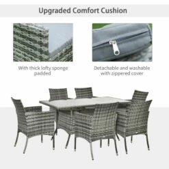Outsunny 7pc Rattan Garden Furniture Dining Set Wicker Patio Conservatory Seater -OUTSUNNY Shop 2UW75617eecc2921c jpg
