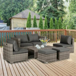 Outsunny Rattan Sofa Set 6 Seater 8 Piece - Grey -OUTSUNNY Shop 2Wy6ff17eecc294bf jpg