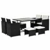 Outsunny 9 Pieces PE Rattan Cube Garden Furniture Set With Cushions, Outdoor Dining Table Set With 4 Armchair, 4 Stool, And Square Glass Top Table, Black -OUTSUNNY Shop 2mB98a17f9df22d1d jpg