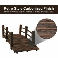 Outsunny 1.5M Wooden Garden Bridge Lawn Décor Stained Finish Arc Outdoor Pond Walkway W/ Railings Water Yard Decoration -OUTSUNNY Shop 30sacf17dc2415c5f b9a145c6 401c 4963 a5d5 f7deb00c7ffe