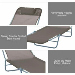 Outsunny Adjustable Sun Bed Lounger - Coffee Brown -OUTSUNNY Shop 32i88c186a63a9b93 jpg
