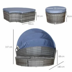 Outsunny Garden Daybed With Cushions - Grey With Blue Cushions -OUTSUNNY Shop 37f7991803be5a06f jpg