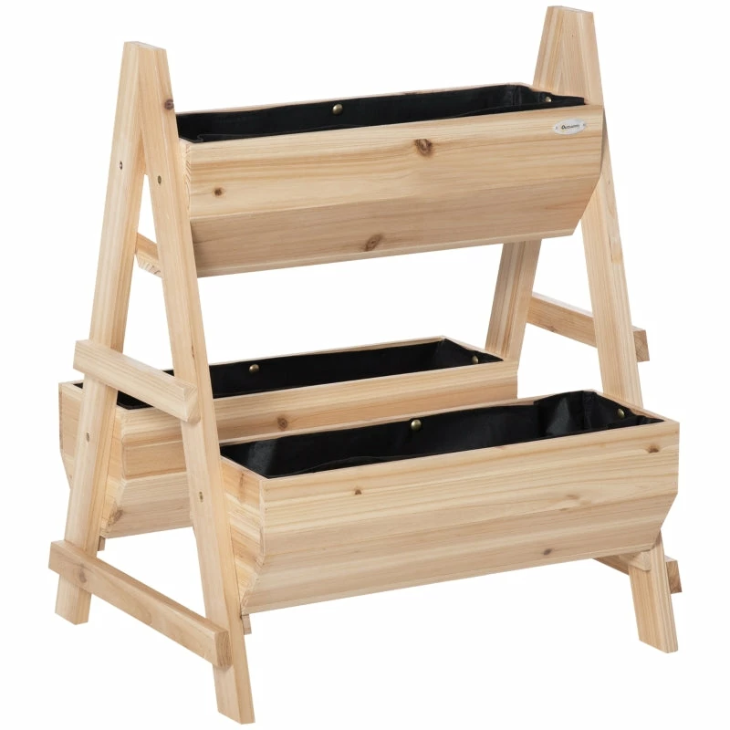 Outsunny Garden Bed Wooden Planter Box 80.5H X 68W X 57.5Dcm 3 Outsunny Garden Bed Wooden Planter Box 80.5H X 68W X 57.5Dcm