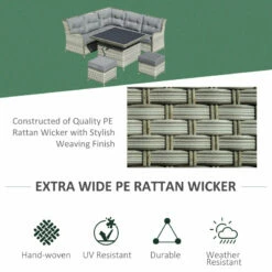 Outsunny Outdoor Wicker Sofa Furniture Set 1.2m 6 Piece - Grey -OUTSUNNY Shop 3IPa0917f01012463 jpg