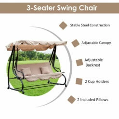 Outsunny 2-in-1 Garden Swing Chair - Light Brown -OUTSUNNY Shop 3Rga09188fbaaea2c jpg