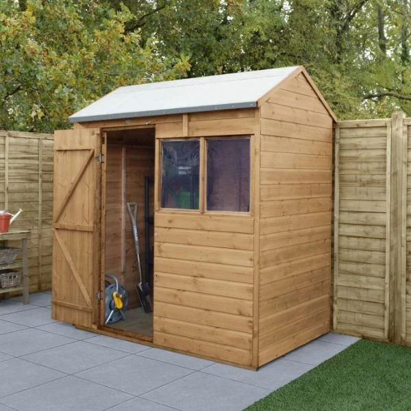 Forest Garden Shiplap Dip Treated 6x4 Reverse Apex Shed 5 Forest Garden Shiplap Dip Treated 6x4 Reverse Apex Shed - Image 3