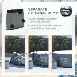 Outsunny Inflatable Hot Tub Spa Round With Cover For 4 People 180cm - Dark Blue -OUTSUNNY Shop 3spb1018041c96467 jpg