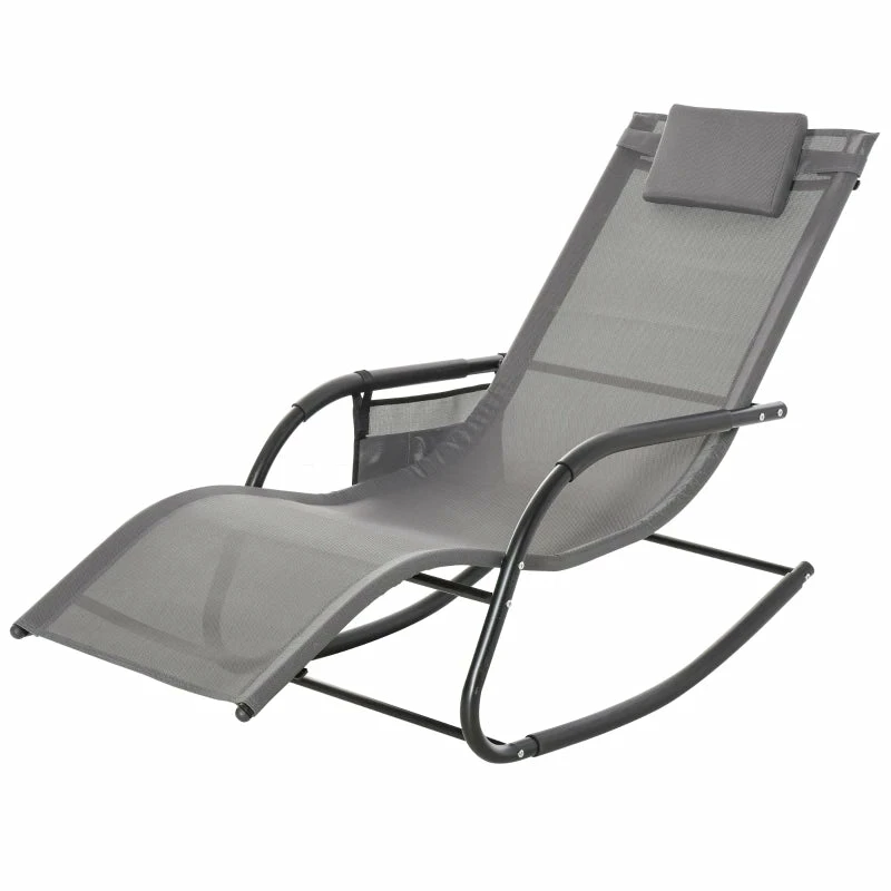 Outsunny Lounger Rocking Chair - Grey 3 Outsunny Lounger Rocking Chair - Grey