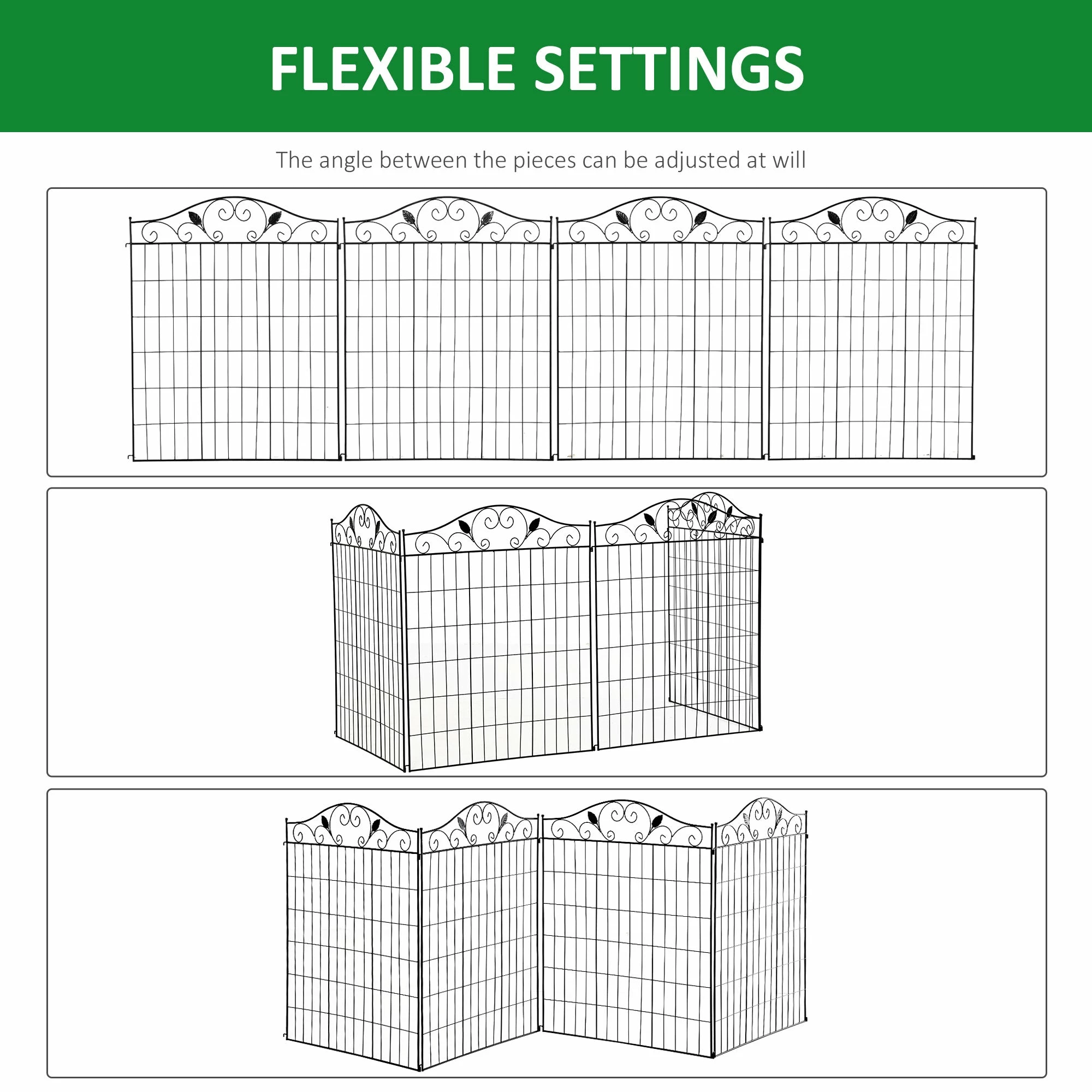 Outsunny Garden Decorative Fence Panels 44in X 12ft 7 Outsunny Garden Decorative Fence Panels 44in X 12ft - Image 5