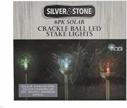 Silver & Stone Solar Powered Crackle Ball Stakes Pack Of 6 Colour Changing -OUTSUNNY Shop 41WqhG wVlL. AC
