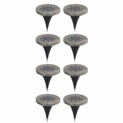 Silver & Stone Outdoor Solar Ground Lights Pack Of 8