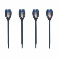 Silver & Stone Outdoor Solar Flickering Flame Torch Garden Stakes - 4 Pack
