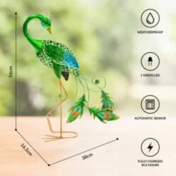 GardenKraft Solar Metal Peacock 56cm -OUTSUNNY Shop 4927785 3