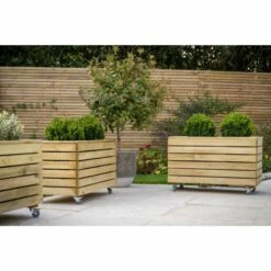 Forest Garden Linear Planter - Double With Wheels 49.6cm(h) X 80cm(w) X 40cm(d) -OUTSUNNY Shop 4937432 7