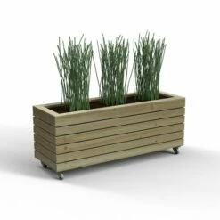 Forest Garden Linear Planter - Long With Wheels 49.6cm(h) X 120cm(w) X 40cm(d)