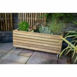 Forest Garden Linear Planter - Long With Wheels 49.6cm(h) X 120cm(w) X 40cm(d) -OUTSUNNY Shop 4937463 7