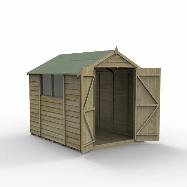 Forest Garden Overlap Pressure Treated 8x6 Apex Shed - Double Door 3 Forest Garden Overlap Pressure Treated 8x6 Apex Shed - Double Door