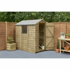 Forest Garden Overlap Pressure Treated 6x4 Apex Shed -OUTSUNNY Shop 4937944 1