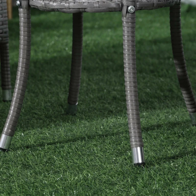 Outsunny Rattan Bistro Set 3pc - Grey 11 Outsunny Rattan Bistro Set 3pc - Grey - Image 9
