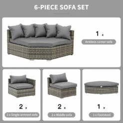 Outsunny Outdoor Rattan Corner Sofa Set 6 Piece - Grey -OUTSUNNY Shop 4Q2b1a17dc2d3d3f6 jpg