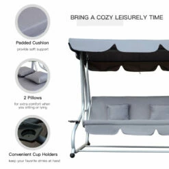 Outsunny Swing Seat 3 Seater - Grey -OUTSUNNY Shop 4UY88c1859afdf2a5 jpg