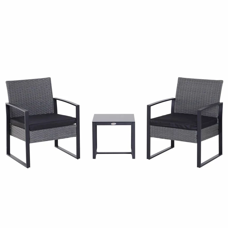 Outsunny Rattan Bistro Set - Grey 13 Outsunny Rattan Bistro Set - Grey - Image 11