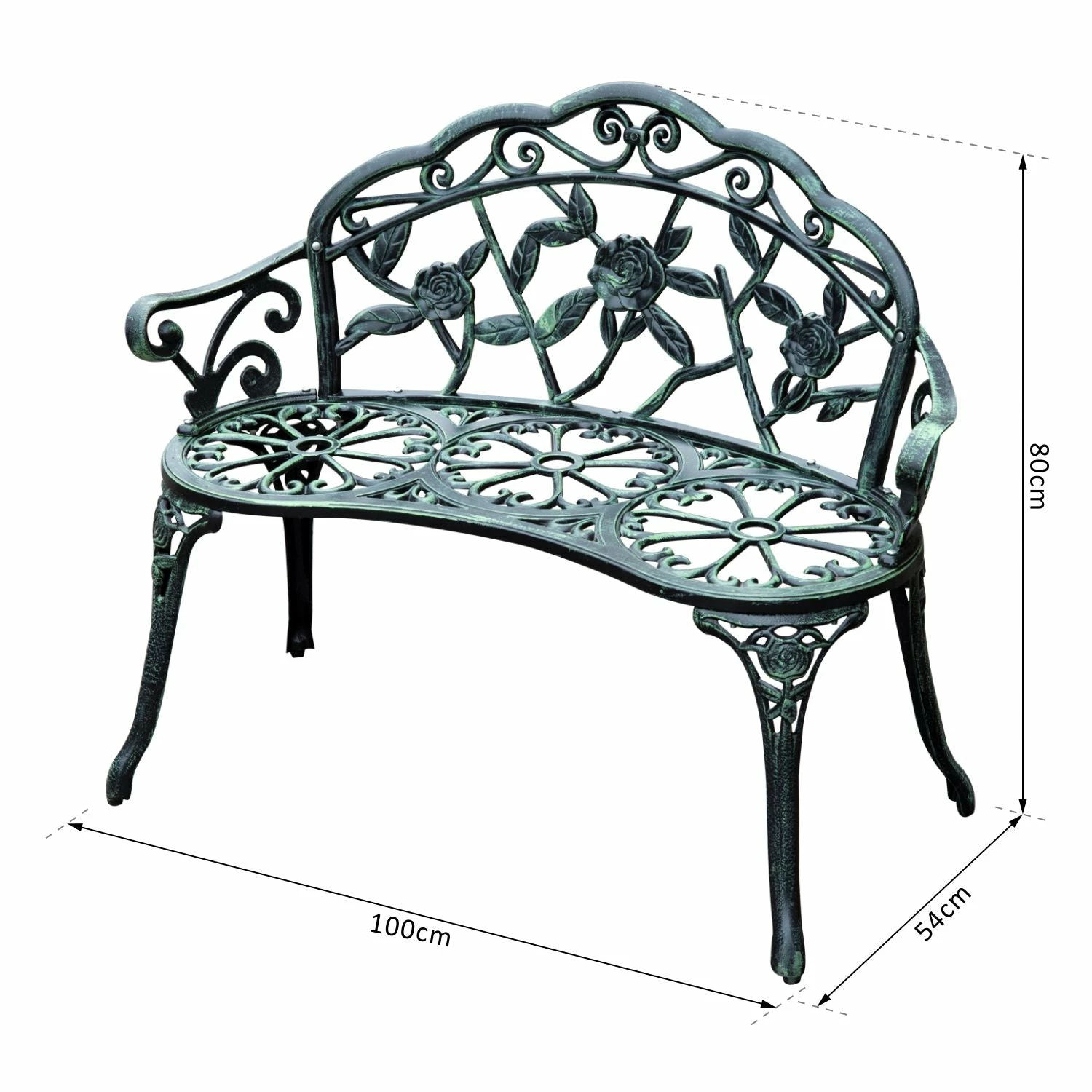 Outsunny Antique Style Garden Bench - Green 4 Outsunny Antique Style Garden Bench - Green - Image 2