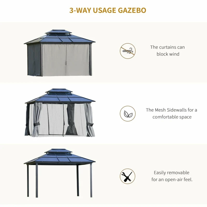 Outsunny Hardtop Gazebo 3x3.6m - Grey 7 Outsunny Hardtop Gazebo 3x3.6m - Grey - Image 5