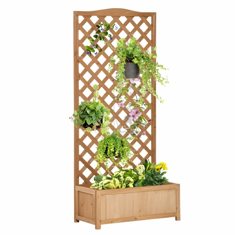 Outsunny Garden Wooden Planter Box With Trellis Lattice Flower Raised Bed 76x36x170cm 3 Outsunny Garden Wooden Planter Box With Trellis Lattice Flower Raised Bed 76x36x170cm