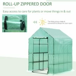 Outsunny 143x143x195 Cm Walk In Greenhouse With Shelves-Dark Green -OUTSUNNY Shop 6Kg75617ee2cf01af