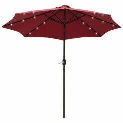 Outsunny Outdoor Umbrella Parasol With LED Solar Lights - Red