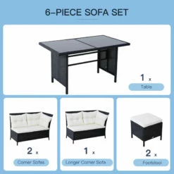 Outsunny Rattan Corner Sofa Set With Table And Footstools - Black -OUTSUNNY Shop 6WOb1017eecc29106 jpg