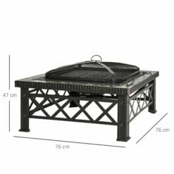 Outsunny Square Garden Fire Pit Square Table W/ Grill Shelf Poker Mesh Cover Grate 76cm -OUTSUNNY Shop 7Bs71e17dc53012f6 ea560b93 7bc8 4add b1a0 628479c72b28
