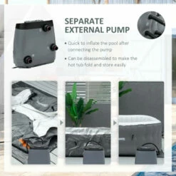 Outsunny Inflatable Hot Tub Spa Square For 4-6 People 180cm - Grey -OUTSUNNY Shop 7KVb1018041c963e0 jpg