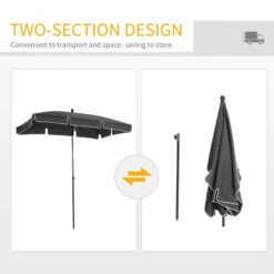 Outsunny Tilt Parasol 2m X 1/3m - Grey -OUTSUNNY Shop 7cyc2817dc4421195 jpg