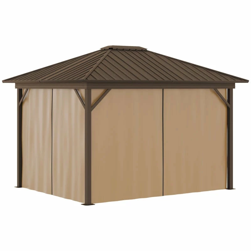 Outsunny Hardtop Gazebo With Curtains 3.6 X 3m - Brown 13 Outsunny Hardtop Gazebo With Curtains 3.6 X 3m - Brown - Image 11