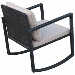 Outsunny Rattan Rocking Chair Set - Black -OUTSUNNY Shop 7xr75017dc18a3d33