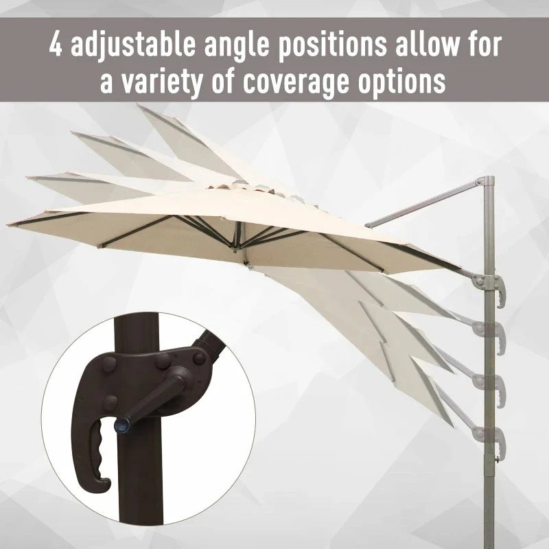 Outsunny Cantilever Parasol 3m - Beige 7 Outsunny Cantilever Parasol 3m - Beige - Image 5