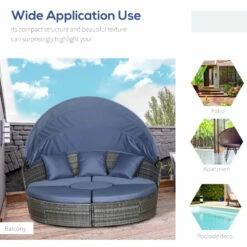 Outsunny Garden Daybed With Cushions - Grey With Blue Cushions -OUTSUNNY Shop 8I0c711803be56c96 jpg